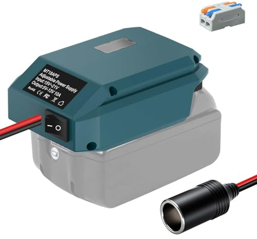 18V to 12V Step Down Converter for Makita 18V Battery, Power Connection for Car Devices, DIY Converter with 5V-13V Max Output 10A Cigarette Lightweight Plug for Car Devices (Blue)