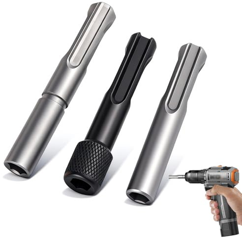 3 Stück SDS Plus Adapter, Silber Sechskantschaft Bithalter, Bit Holder, SDS Adapter für Normales Bohrfutter Meißel und Bohrkronen in Kombination mit SDS Max Verlängerungen für Maximale Arbeitslänge