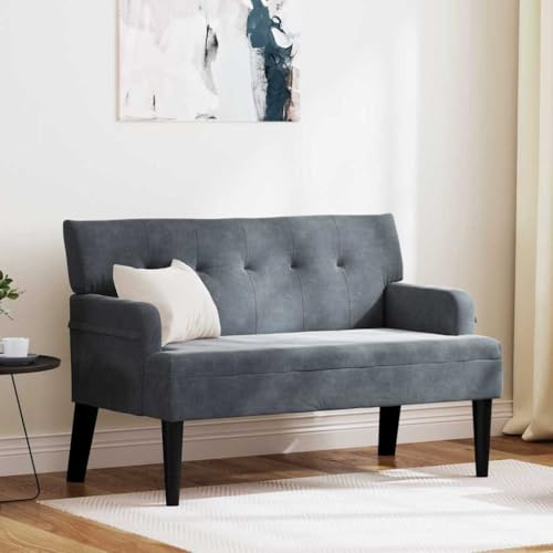 Amorsee Sitzbank aus Stoff, Bank Polsterbank mit Rückenlehne, Bettbank, Flurbank für Wohnzimmer, Modern, 112 x 65,5 x 75 cm Dunkelgrau