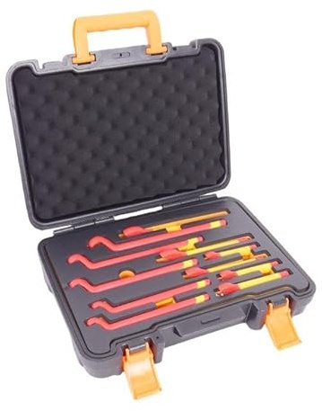 GEAR4GARAGE 12 Piece VDE Insulated Spanner Set 1000V Open and Box End Spanners Electricians Spanner Set Including 7 8 10 12 14 17mm Insulated Spanners for Live Line Electrical Work