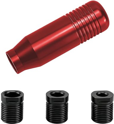Auto Schaltknauf,Auto-Schalthebelknopf,Aluminiumlegierungs Auto Schalthebel | Manuell Schaltknüppel 8.5cm,Universal Ersatz Schalthebel Griff Schaltkop mit 3 Adaptern für Meisten Kraftfahrzeuge (Rot)