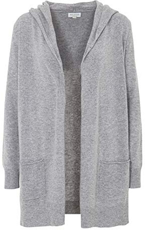 Milano Italy Offene Strickjacke mit Kapuze und Taschen Damen Ohne Ausschnitt Langarm Basic Strickjacke Modisch gerade meliert Rippbündchen