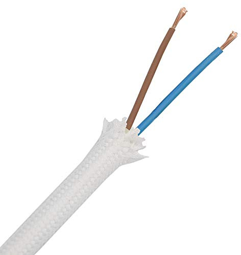 10m Textilkabel Weiß Länge wählbar 2x0,75qmm 2G Stoff-Kabel Lampenkabel Leuchten-Kabel Rundkabel Stromkabel umsponnen