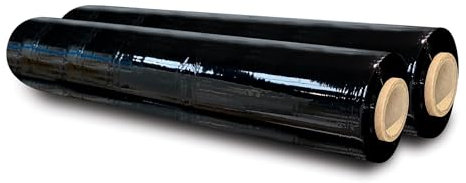 JeeJaan® 2 Rolls Black Pallet Shrink Stretch wrap 500mm x 250m, Standard Core 23mu - Extra Strong Packaging Stretch Cling Film