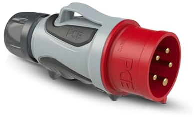 PCE CEE-Stecker 16A 5-polig 6h IP54 TT GRIP - Industriestecker 400V | Schraubloser CEE-Kraftstromstecker mit 2K-Gehäuse, wetterfester Stromanschluss für Baustelle, Handwerk und Industrie