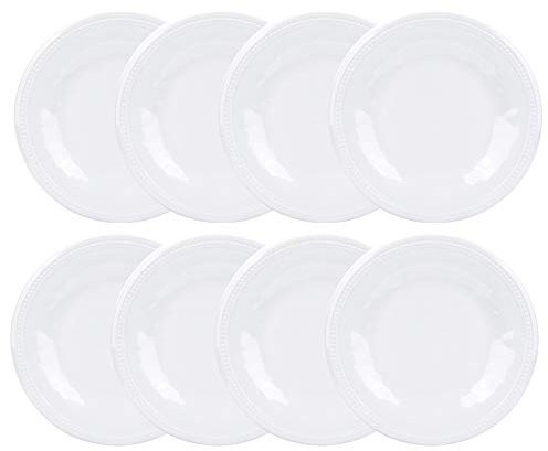 Melamine Plates set of 8, 11-inches Dinner Plates Set for Indoor and Outdoor Use, White