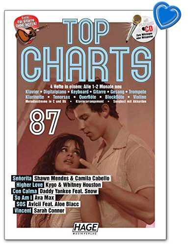 Top Charts 87 - die aktuellsten Hits der erfolgreichsten Stars und das Beste aus den Charts - Songbook mit CD, Notenklammer - Hage EH3983 4026929924698
