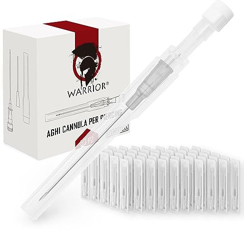WARRIOR Einweg-Sterilkanüle Ohr-Nasen-Piercing-Nadeln Körperpiercing Professionelles Tattoo-Zubehör (50 Stück/Box, Grau 16G)