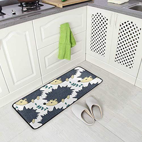 Mnsruu Küchenmatte, Igel-Motiv, niedliche Farbe, Badezimmer-Teppich, Waschzimmer-Teppich, Küchen-Teppich, weich, rutschfest, wasserabweisend