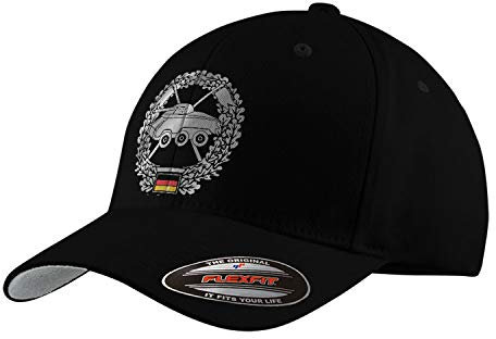 Copytec Flexfit Kappe PzAufkl Truppe Barettabeichen Bundeswehr Panzer Heer #32212, Farbe:Schwarz, Flexfit Kappe:S/M