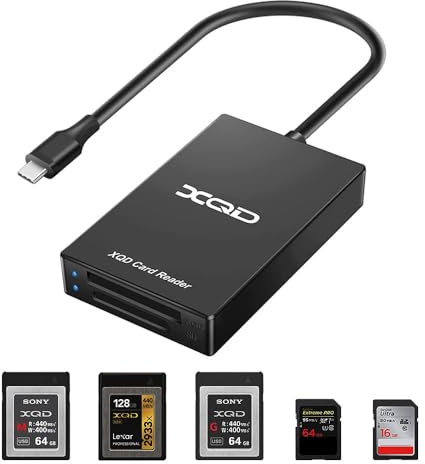 XQD SD Card Reader USB3.0 Dual Slot Memory Card Reader is Compatible with XQD/SD/Sony M Series/Lexar USB Mark Card/SD/SDHC/SDXC/MMC/RS MMC Support Windows/Mac Linux etc.