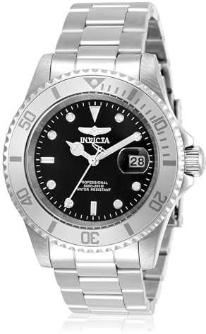 Invicta Pro Diver 34022 Herren Uhr - Wasserdicht - Analog - Quarzuhrwerk - Edelstahl mit schwarzen zifferblat - 40mm