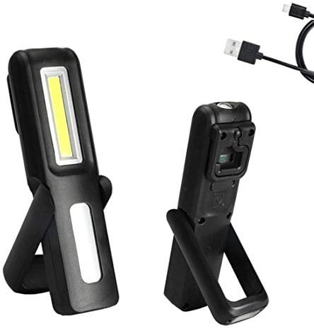 VABOO Linterna Taller LED Recargable, Luz de Trabajo COB LED Lámpara de Inspección Dual Luz Modo, Portátil Linterna de Trabajo con Base Magnética y Gancho para Taller Cámping Emergencia