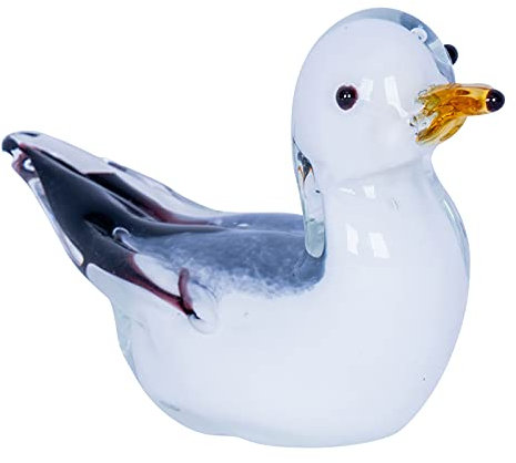 levandeo Designer Skulptur Möwe H8cm Glasskulptur Glasdeko Blau Weiß Deko Geschenk Maritim Unikat Dekofigur