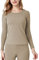 LAPASA Damen Innenfleece Thermo Unterhemd, warmes langärmliges Thermo-Shirt Thermounterwäsche Oberteil Funktionsunterwäsche, Hellbraun (1 Pack), XL