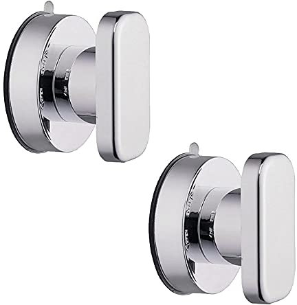 Zasvec Tirador Ventosa 2 Piezas Tiradores Puertas de Ventosa Plata Cristal Tirador Puerta Corredera Tiradores Muebles Baño Tiradores de Cajón con Ventosa para Baño Armario Puerta