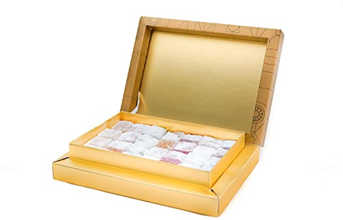Sweetland London Turkish Delight Assorted - 500g | Mixed Tin Containing Strawberry, Orange, Mint, Lemon & Rose Flavours | Presented in Beautiful Gift Box | Ideal for Sharing