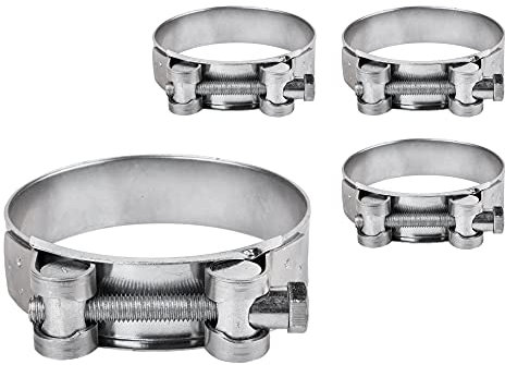 Confezione da 4 morsetti per tubo da 74 – 79 mm, rinforzati, in acciaio zincato (4 pezzi, 74 – 79 mm)