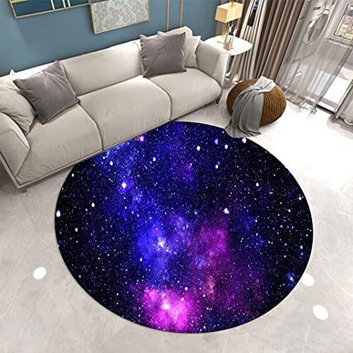 Runde Teppiche Galaxy Weltraum Universum Planeten Druck Couchtisch Stuhlmatte Schlafzimmer Wohnzimmer Teppich Blau Lila Orange Sternenhimmel Kid Play Crawl rutschfeste Big Rug (Farbe 4,160 cm)