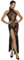 .Noir Handmade Langes transparentes Damen Desosus Neckholder Kleid mit Rückenausschnitt und Langen Gehschlitz Tüll und Stickerei XL