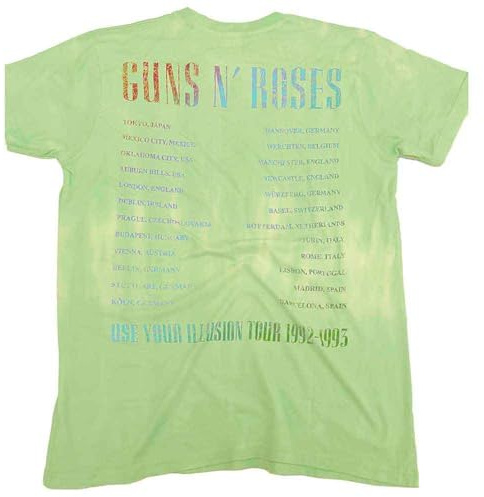 Guns N Roses T Shirt Gradient Use Your Illusion Tour Official Dye Wash Green M