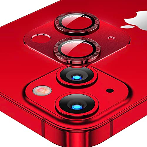 ZoRoll Kamera Schutzfolie Kompatibel mit iPhone 13/13 Mini, Metall Aluminium Panzerfolie HD Klar Anti-Kratzer 9H Härte Kamera Glass Schutzfolie Kompatibel mit iPhone 13/13 Mini - Rot