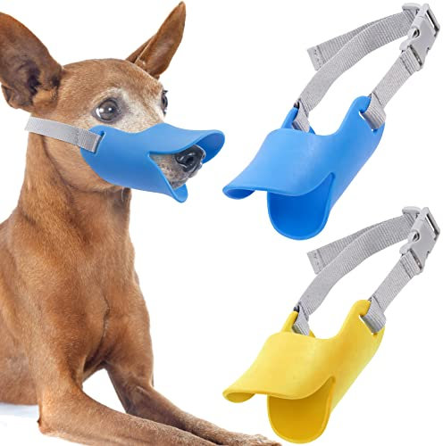 PAGOW 2 x Anti-Biss-Maulkorb in Enten-Form, Hunde-Mund-Abdeckungen, Anti-Ruf, sicheres Bellen, verstellbare Silikon-Maulkorb, Schlaufe, Haustier-Maulkorb (S)
