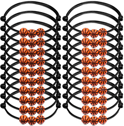 20Stück Basketball Charm Armbänder Freundschaftsarmbänder für Kinder Jungen Männer Einstellbare Inspirational Armbänder Basketball Party Favors Geschenk Tasche Füller