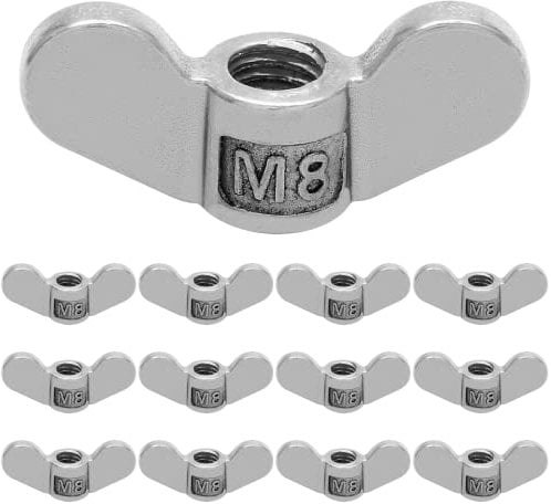 Auvotuis 12 Stück M8 Flügelmuttern, 304 Edelstahl, Schmetterlingsmuttern, Hand-Drehverschluss, Hardware-Teile (1/4 Zoll)