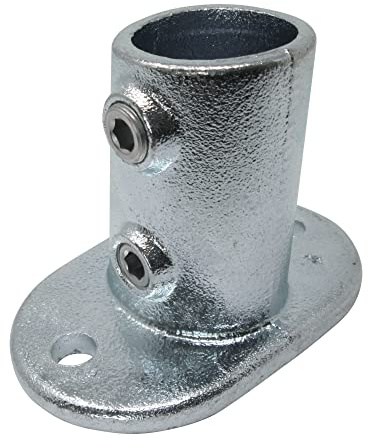 SOTOOLS Temperguss Fußplatte oval einstellbar, für 42,4 mm Rohr | Rohrverbinder, Neigung 0°–11°.