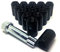 BIMECC Set of 16 Alloy Wheel Tuner Nuts with Tuner Key - Compatible with Ford, Mazda, Honda, Kia, Suzuki - M12x1.5 Slim Lug Nuts - Taper - Black - Slimline