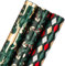 Holijolly Grünes Weihnachts-Geschenkpapier - Mini-Rolle mit Metallic-Folie - Rentier/Beerenblätter/Raute für Geschenkverpackungen, DIY-Basteln - 43,2cm×305cm - 3 Rollen (42.5 sq.ft.ttl.)