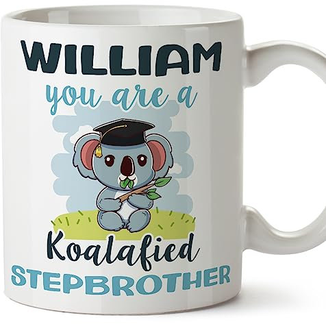 Mugffins Tassen Personalisieren mit Spruch für STIEFBRUDER - Auf Englisch - Custom Koalafied - 11 oz / 330 ml - Individuell Anpassbar Geschenk