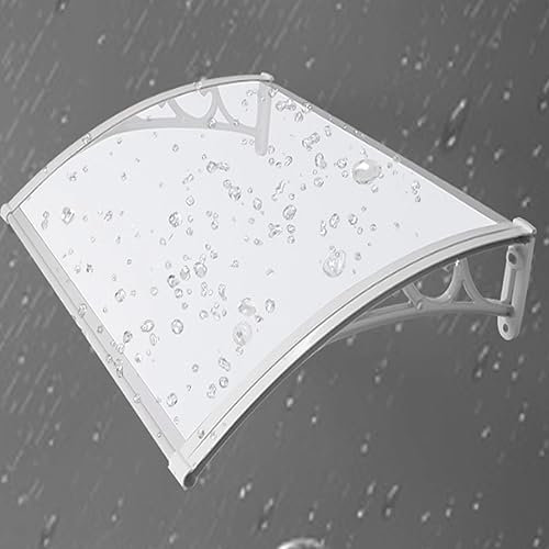 Aluminiumlegierung Fenster Markise im Freien,Hof Terrasse Fenster Sonnenschirm Baldachin,Haushalt Balkon Regen Vordach,Polycarbonat Haustürvordach,mit Gebogenen Klammern (80x350cm/31 x138)