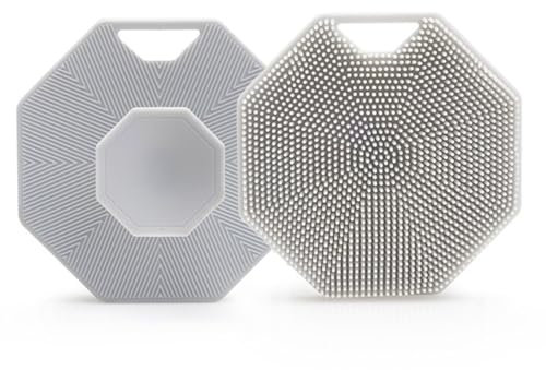 MypikY Multifunktionale Silikon-Duschbürste mit Saugnapf und hängendem Seil, Baby Shampoo Duschbürste, weiche Silikonbürste, 2er Set,Grau