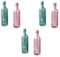 6 Bottiglie Piccole in Vetro Colorate con Decorazione, Capienza 200 ml Circa, Altezza 20 cm Diametro Base 5 cm Decorazione per Casa Tavolo Festa, Vaso Porta Fiori Centro Tavola