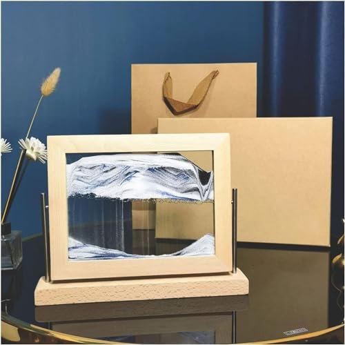 UNbit Ornement de bureau d'art de sable en mouvement, ornement de peinture de sables mouvants 8'' Art de sable, sablier, art de sable en mouvement, mouvement liquide d'art de sable, sablier tridimensi