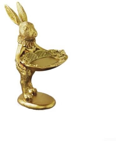 Estatua de conejo, joyería adorable modelo de conejo, soporte de joyería, decoración de platos, vintage