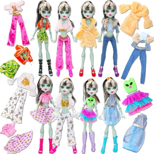 Miunana Puppenkleidung und Zubehör 4 Mode Kleider Puppenkleider Tops Hosen Kleidung für 11,5 Zoll Mädchen Puppe