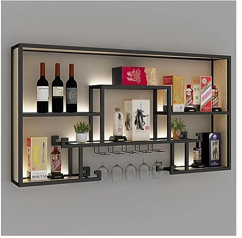 LED-Barregal aus Metall für Weinflaschen und Glas, beleuchtetes Wandregal für kommerzielle und private Bar-Racks