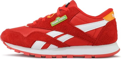 Reebok Unisex Children's Low Leather Trainers, Red, white, orange, 32.5 EU