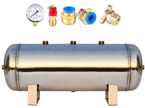 Mini Small High Pressure Reservoir Air Tank Kit - Horizontal, 13 10 8 5 3 2 1 Gal Air Storage Bladder Containers for Air Pump/ Gas Tank/Compressor, 304 Stainless Steel Portable Air Expansion Tanks(40L
