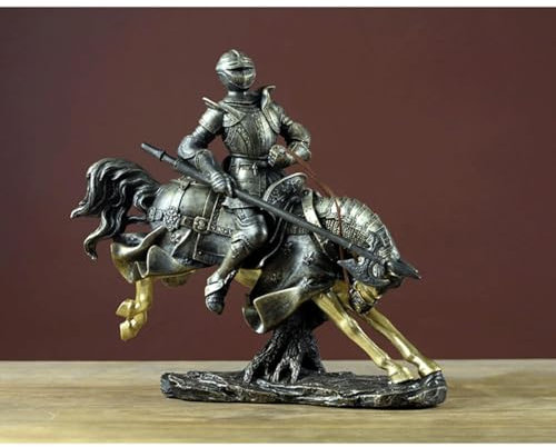 KLJUddGY Vintage Statue Harz Europäische Statuen Römischer Soldat Kavallerie Statuen und Skulpturen für Zimmer Home Desktop Tierfiguren