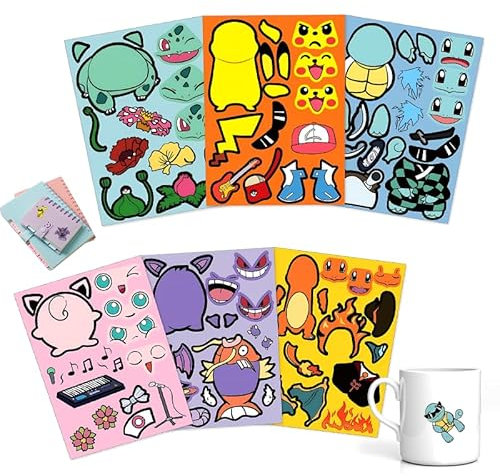 sylbx 24 Stück Cartoon Puzzle Aufkleber,Kinder Cartoon Aufkleber,Cartoon Aufkleber für Kinder,Mehrfach Aufklebbar Sticker für Geburtstagsparty Dekorationen Kinder Geschenke
