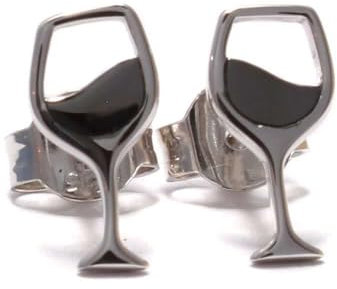 Weinglas Ohrstecker aus recyceltem 925 Sterling Silber