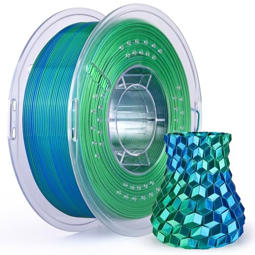 ELEGOO PLA Filament 1.75mm Seidenblau Grün 1KG, 3D Drucker Filament Maßgenauigkeit +/- 0,02 mm, 1kg Pappspule (2.2lbs) Filament-3D-Druckmaterialien Passt für die meisten FDM 3D-Drucker