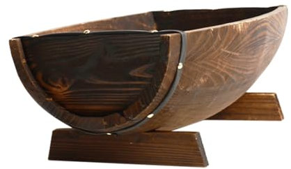 POPETPOP Anticorrosive Wood Pot Wine Barrel Outdoor Pots Outdoor Decor Plants Pots Wood Boat Plates Rustic Planter Large Planter Seafood Plate Outdoor Planters Coffee Wooden