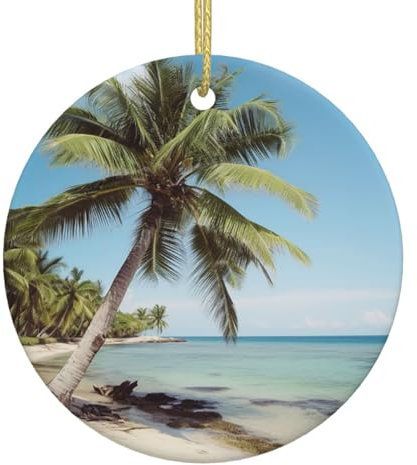 Ornement Noel, Palmier De Plage Décoration De Noël en Porcelaine avec Ficelle Déco Sapin Noël Arbre De Noël Ornements pour Souvenir, Intérieur