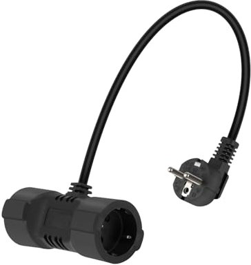 GELRHONR Courte Rallonge avec 2 Prises Schuko,90 degrés extérieur Câble étanche,250v16a Noir MutecPower Utilisation à l'intérieur rallonge Double Prise