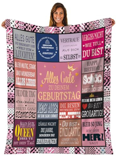 DigiNutz Geburtstagsgeschenk für Frauen, Kuscheldecke 150x130 cm Geburtstagsgeschenk für Mädchen, Ehefrau, Mama, Oma, Freundin,Kollegin, Geschenk Geburtstag Frauen.